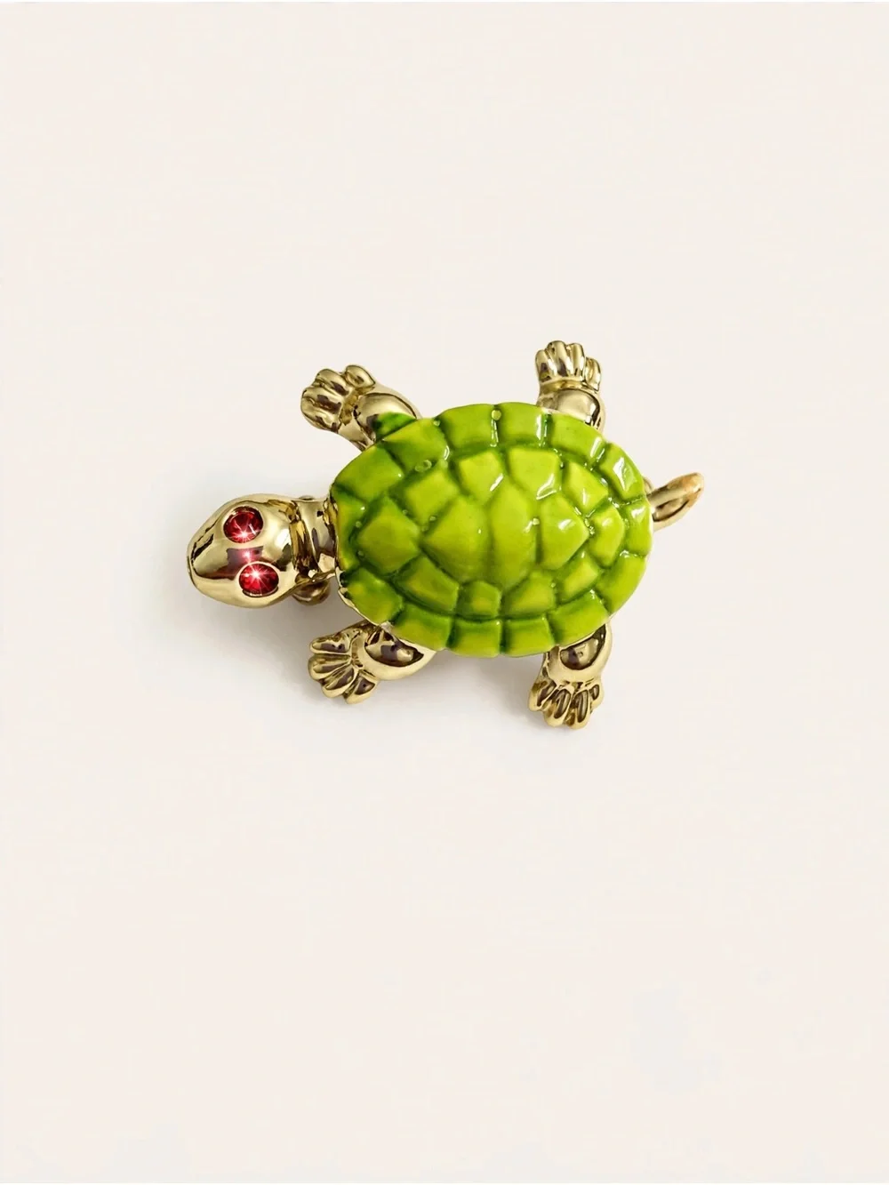 Cute Green Turtle Enamel Pin for Kids - Gold Tone Accent